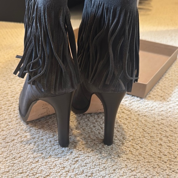 Joie Gray Ankle Booties with Fringe - Picture 3 of 5